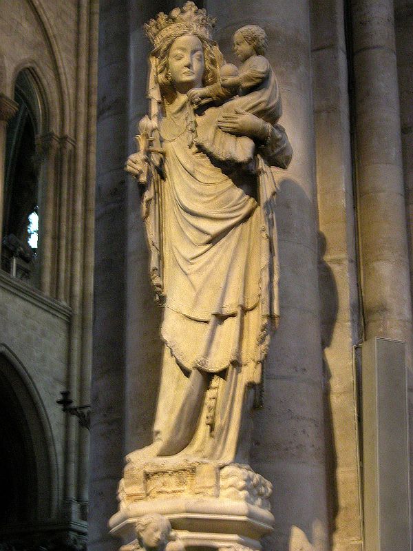 Paris 24 Notre Dame Inside 14C Statue Of Virgin Mary Holding the Christ Child 